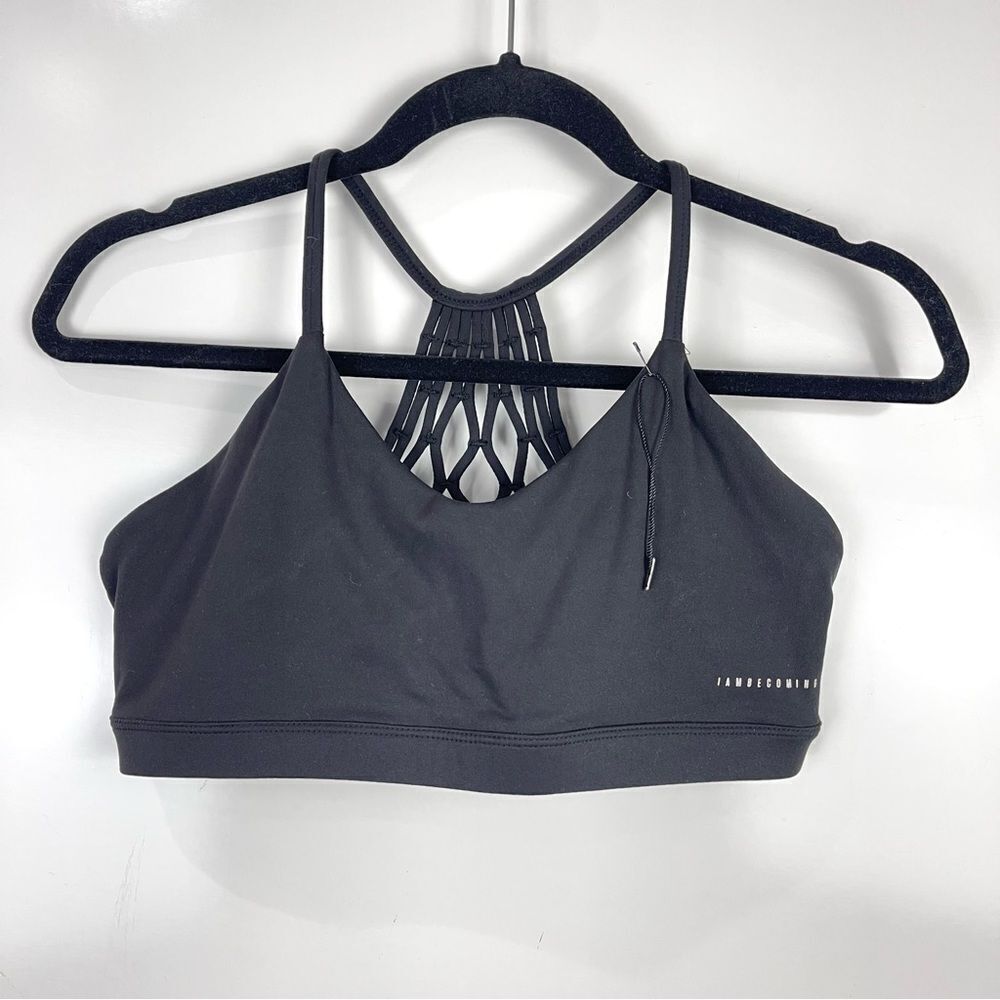I Am Becoming IAB MFG Namaste Sports Bra NEW Black Strappy Women's Size Large
